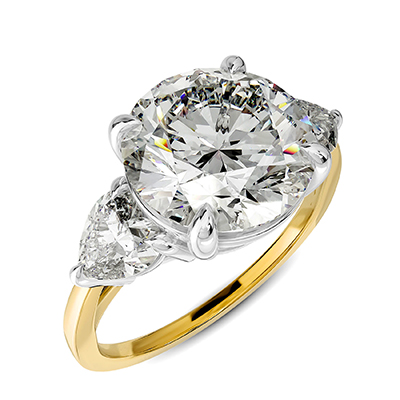 3 carat lab diamond engagement ring with two heart diamonds sides